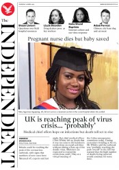 The Independent (UK) Newspaper Front Page for 16 April 2020