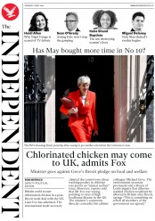 The Independent (UK) Newspaper Front Page for 16 May 2019