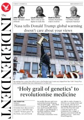 The Independent (UK) Newspaper Front Page for 17 November 2016