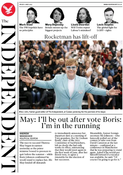 The Independent Newspaper Front Page (UK) for 17 May 2019