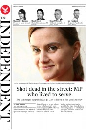 The Independent (UK) Newspaper Front Page for 17 June 2016