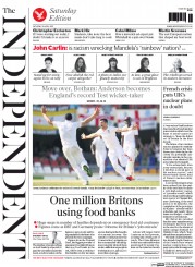 The Independent (UK) Newspaper Front Page for 18 April 2015