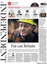 The Independent (UK) Newspaper Front Page for 19 December 2015