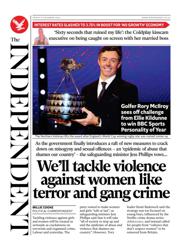 The Independent front page for 19 December 2025