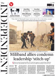 The Independent (UK) Newspaper Front Page for 19 May 2015