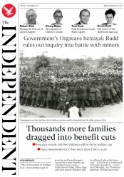 The Independent (UK) Newspaper Front Page for 1 November 2016