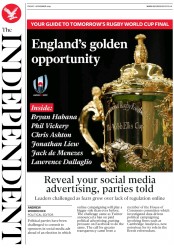 The Independent (UK) Newspaper Front Page for 1 November 2019