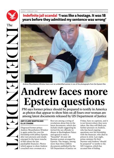 The Independent Newspaper Front Page (UK) for 1 February 2026