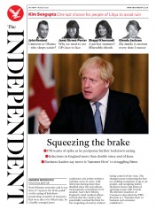 The Independent (UK) Newspaper Front Page for 1 August 2020