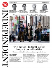 The Independent (UK) Newspaper Front Page for 20 October 2020