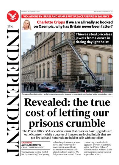 The Independent Newspaper Front Page (UK) for 20 October 2025