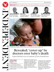 The Independent (UK) Newspaper Front Page for 20 November 2020