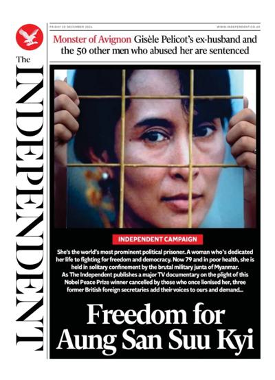 The Independent Newspaper Front Page (UK) for 20 December 2024