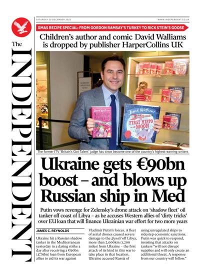 The Independent Newspaper Front Page (UK) for 20 December 2025
