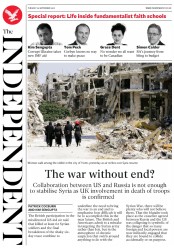 The Independent (UK) Newspaper Front Page for 20 September 2016