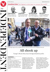 The Independent (UK) Newspaper Front Page for 21 May 2019