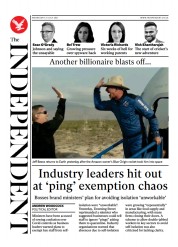 The Independent (UK) Newspaper Front Page for 21 July 2021