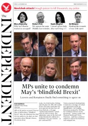 The Independent (UK) Newspaper Front Page for 23 November 2018