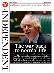 The Independent (UK) Newspaper Front Page for 23 February 2021