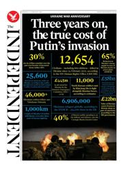 The Independent front page for 24 February 2025