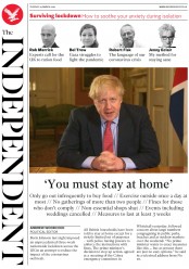 The Independent (UK) Newspaper Front Page for 24 March 2020