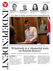 The Independent (UK) Newspaper Front Page for 25 November 2020