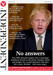 The Independent (UK) Newspaper Front Page for 25 May 2020