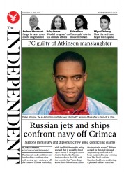 The Independent (UK) Newspaper Front Page for 25 June 2021