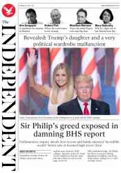 The Independent (UK) Newspaper Front Page for 25 July 2016