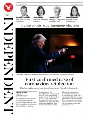 The Independent (UK) Newspaper Front Page for 25 August 2020