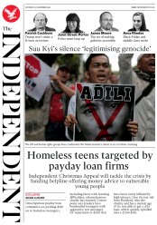 The Independent (UK) Newspaper Front Page for 26 November 2016