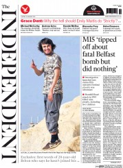 The Independent (UK) Newspaper Front Page for 26 January 2016