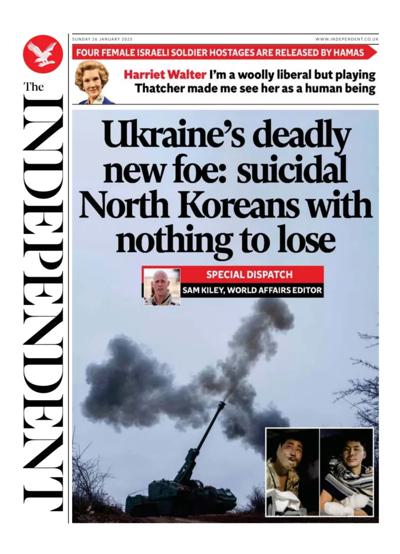 The Independent Newspaper Front Page (UK) for 26 January 2025