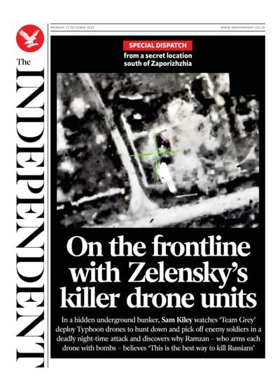 The Independent Newspaper Front Page (UK) for 27 October 2025