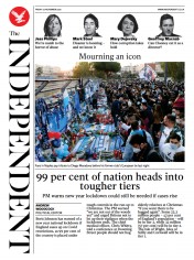 The Independent (UK) Newspaper Front Page for 27 November 2020