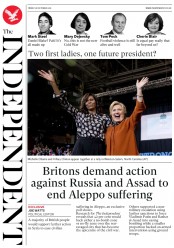 The Independent (UK) Newspaper Front Page for 28 October 2016