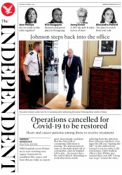 The Independent (UK) Newspaper Front Page for 28 April 2020