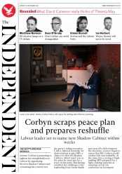 The Independent (UK) Newspaper Front Page for 28 September 2016