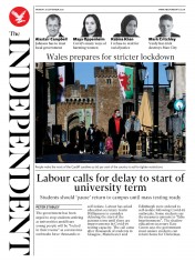 The Independent (UK) Newspaper Front Page for 28 September 2020