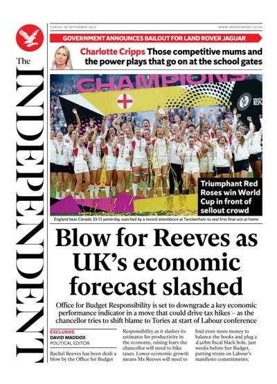 The Independent Newspaper Front Page (UK) for 28 September 2025