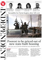 The Independent (UK) Newspaper Front Page for 29 December 2018