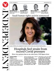 The Independent (UK) Newspaper Front Page for 29 December 2020