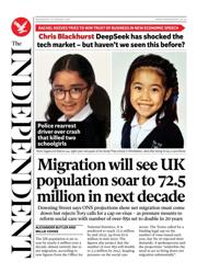 The Independent front page for 29 January 2025