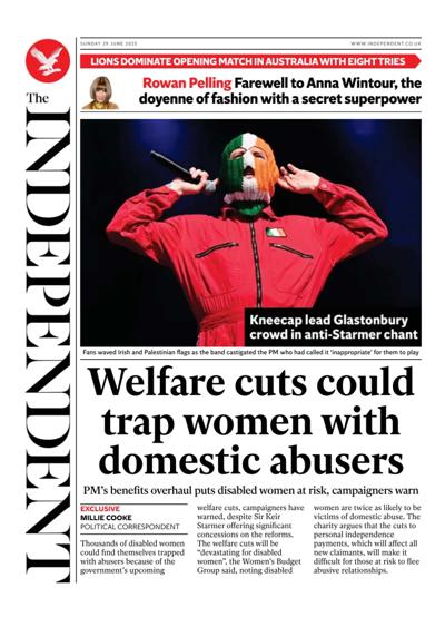 The Independent Newspaper Front Page (UK) for 29 June 2025