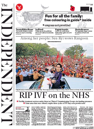 The Independent Newspaper Front Page (UK) for 2 November 2015