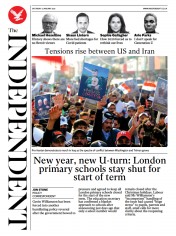 The Independent (UK) Newspaper Front Page for 2 January 2021