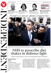 The Independent (UK) Newspaper Front Page for 30 November 2018