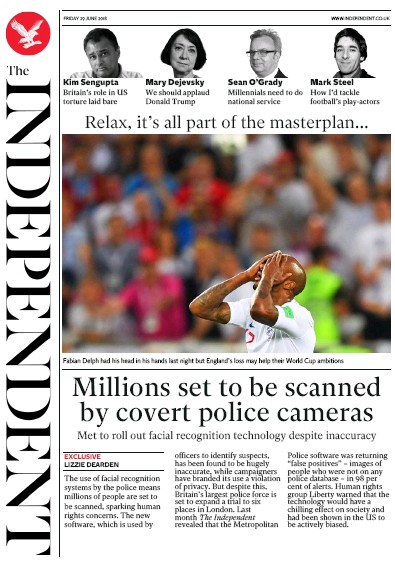 The Independent Newspaper Front Page (UK) for 30 June 2018