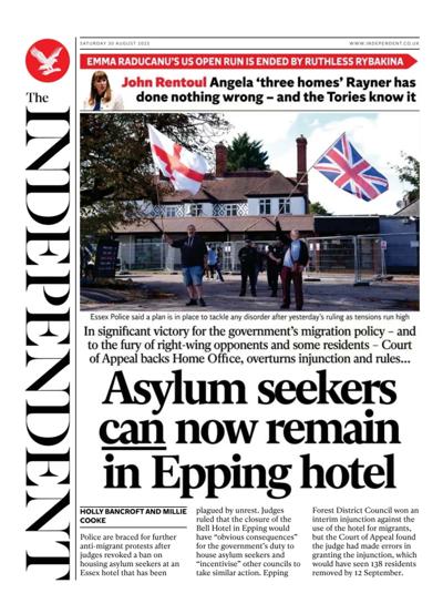 The Independent Newspaper Front Page (UK) for 30 August 2025