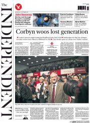 The Independent (UK) Newspaper Front Page for 30 September 2015